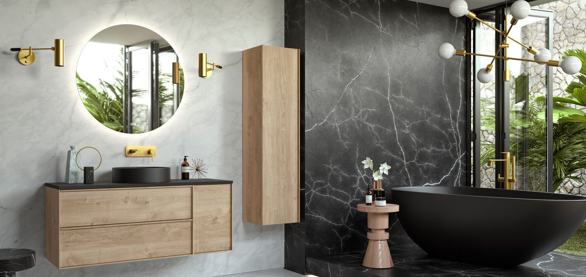 Badmöbel wie Wandschränke, Waschbeckenunterschränke,, LED-Spiegel und vieles Mehr